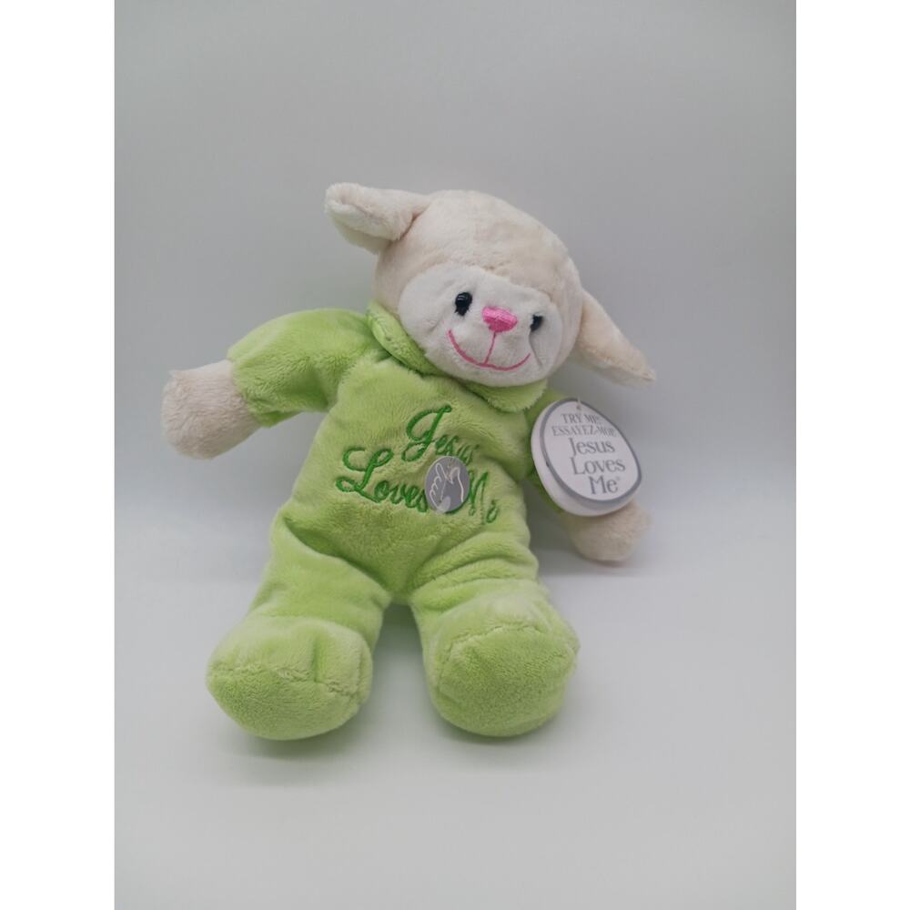 10" Dan Dee Jesus Loves Me Soft Plush Lamb Green Sings Sheep Toy Dandee
